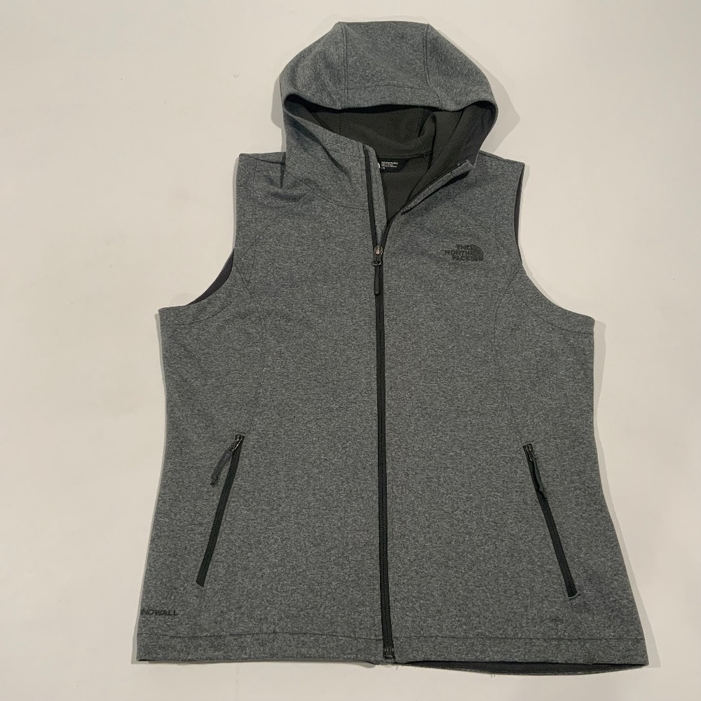 The North Face Windwall Women Gray Hooded VEST Full Zip size L